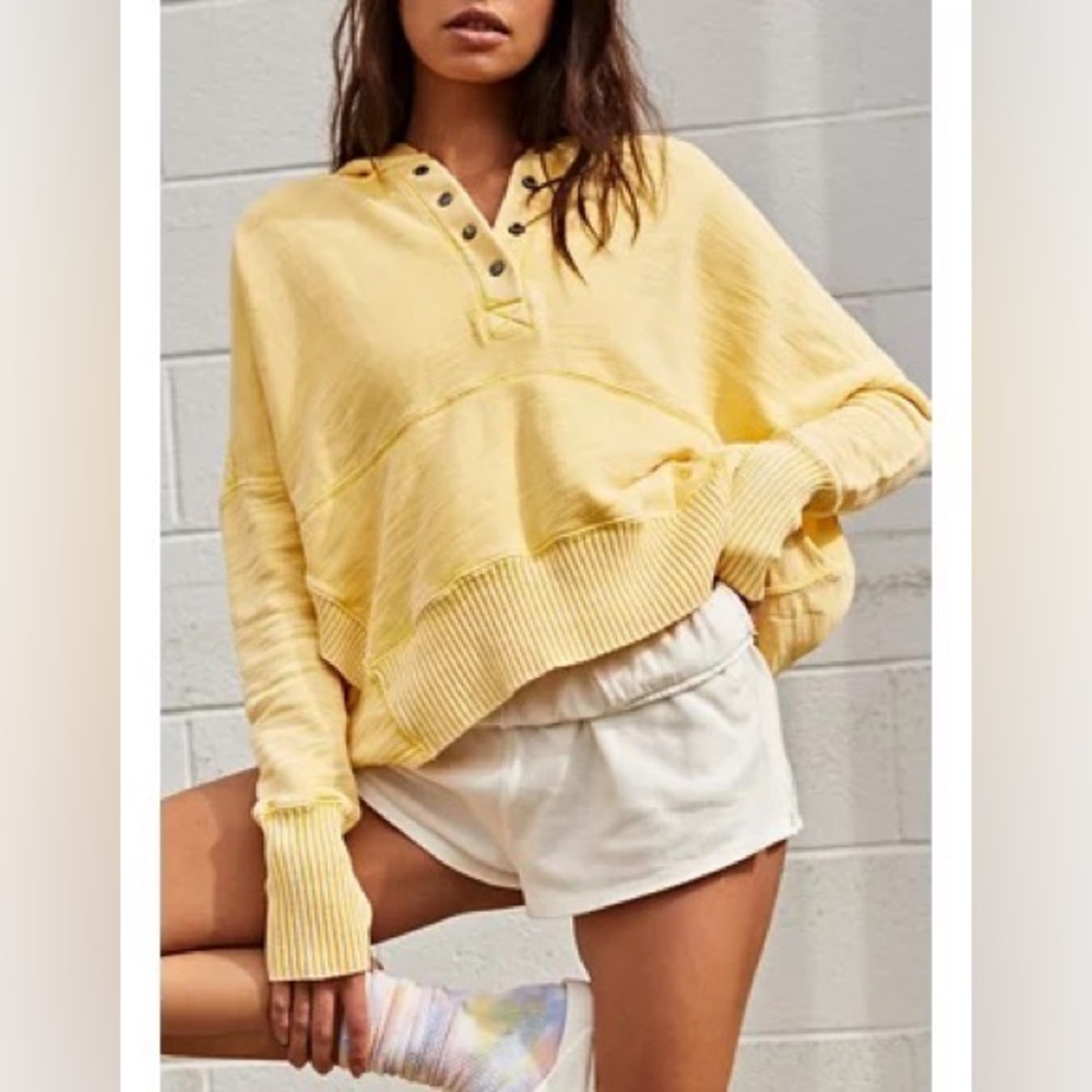 NWT Free People FP Movement Honey Dove Swaying Sunflowers Yellow Pullover Hoodie - Picture 11 of 13